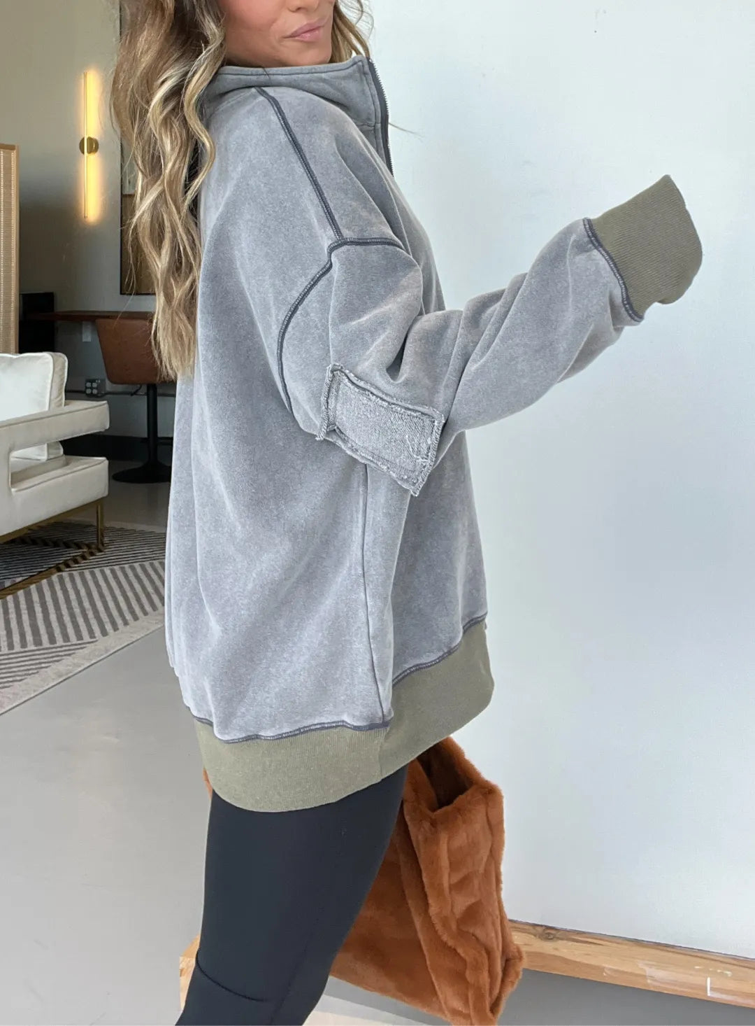 Women's Oversized Quarter Zip Vintage Pullover