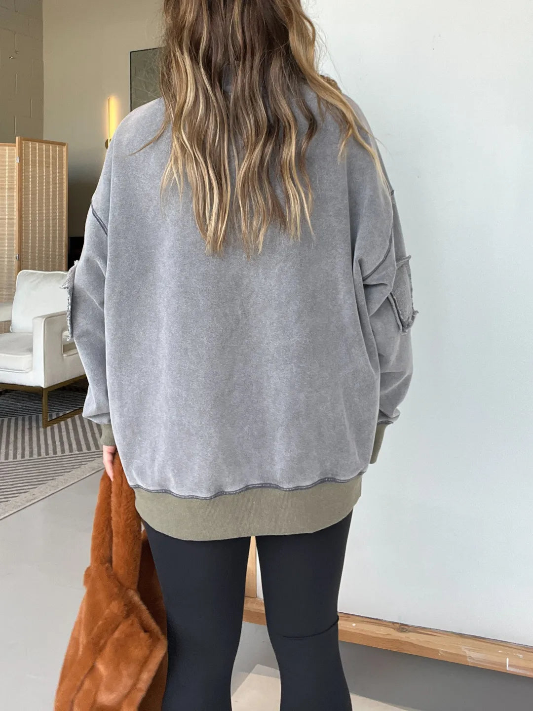 Women's Oversized Quarter Zip Vintage Pullover