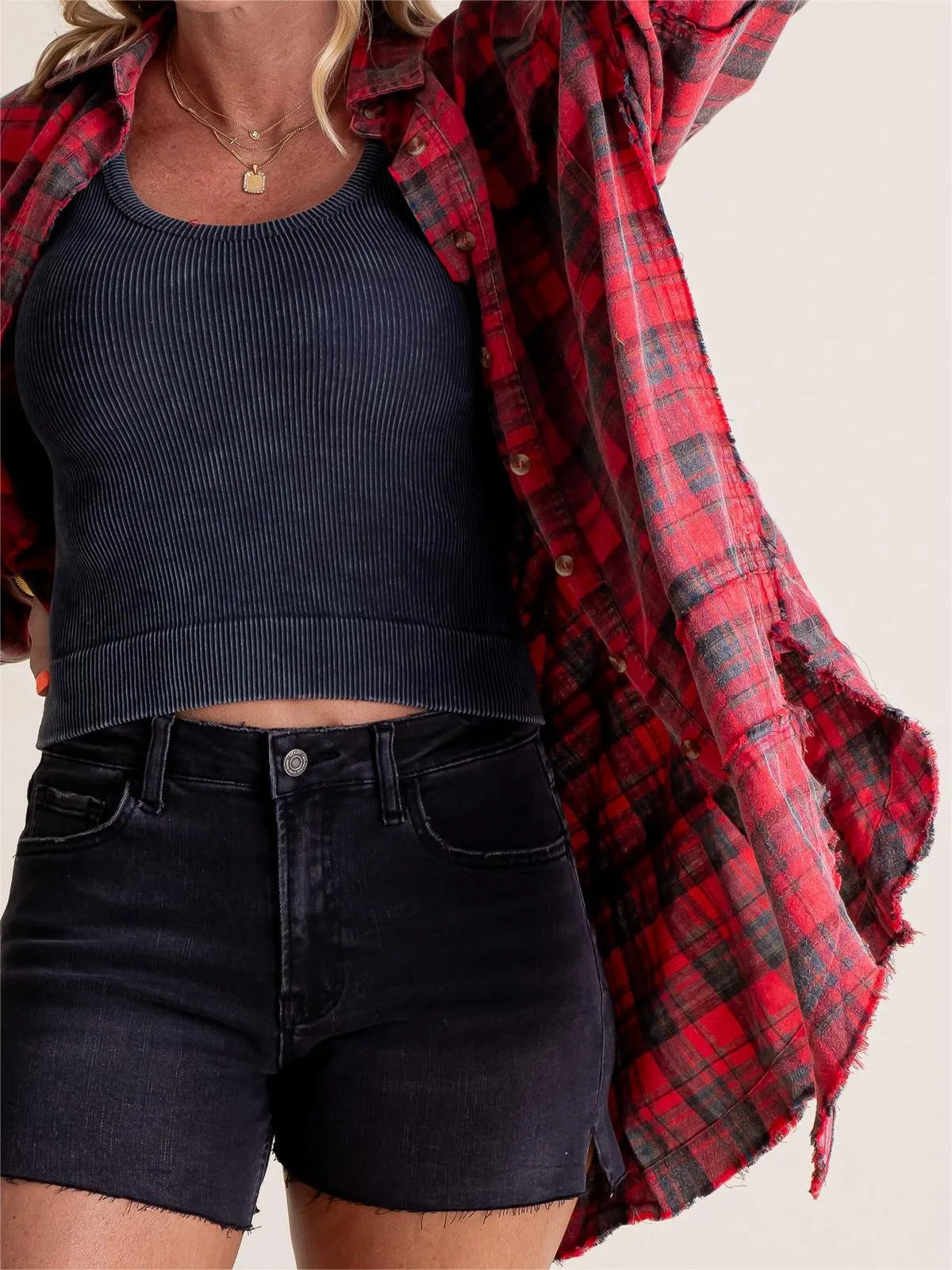 Tiktok Hot Sale Women's Seams Raw Edge Washed Oversized Shirt Jacket