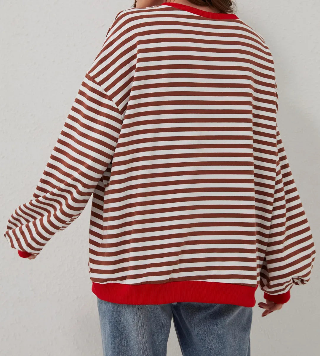 Women's Oversized Striped Long Sleeve Pullover
