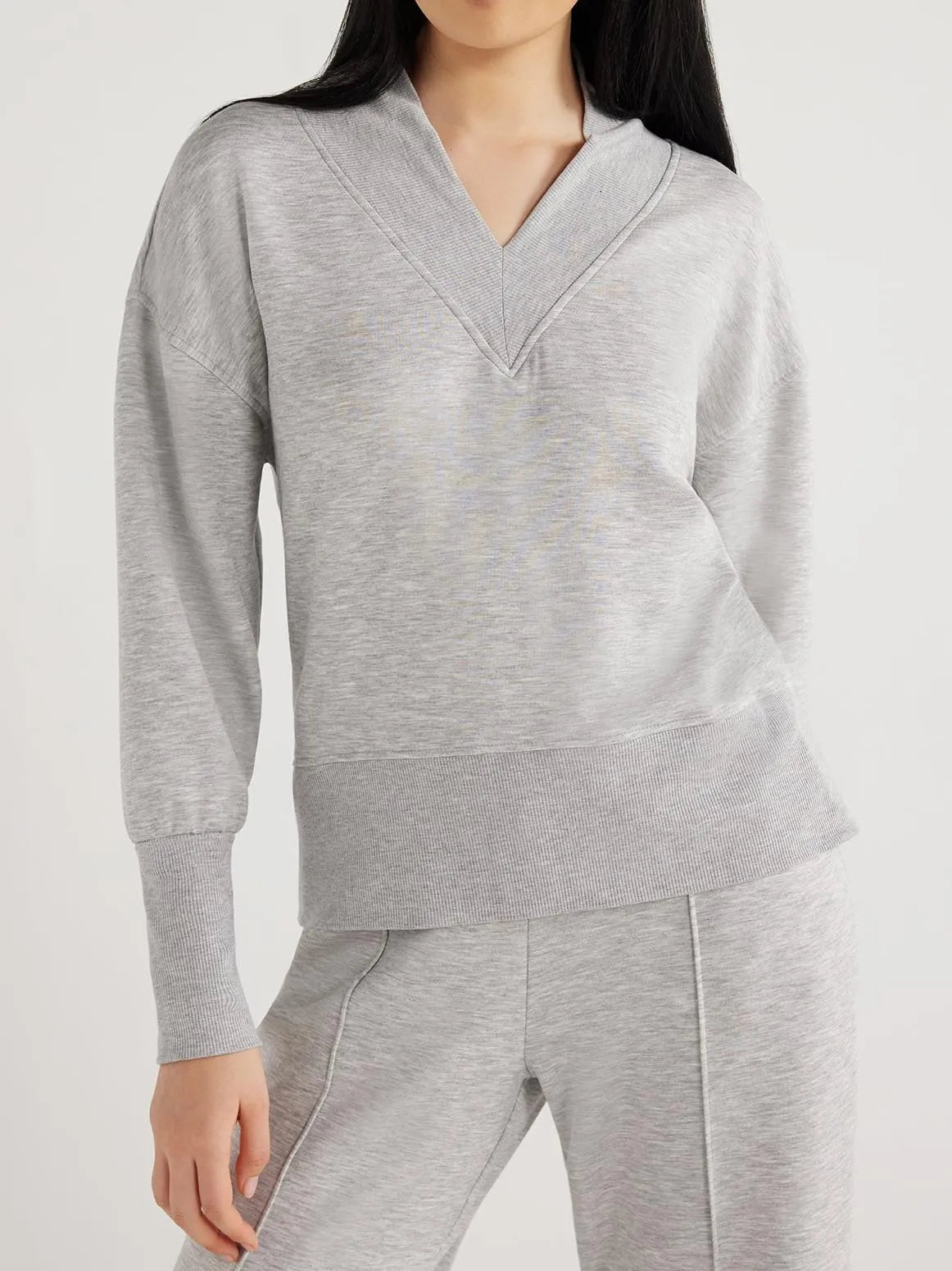 2024 New Women's Ultimate V-Neck Sweatshirt & Scuba Knit Trouser Pants Set