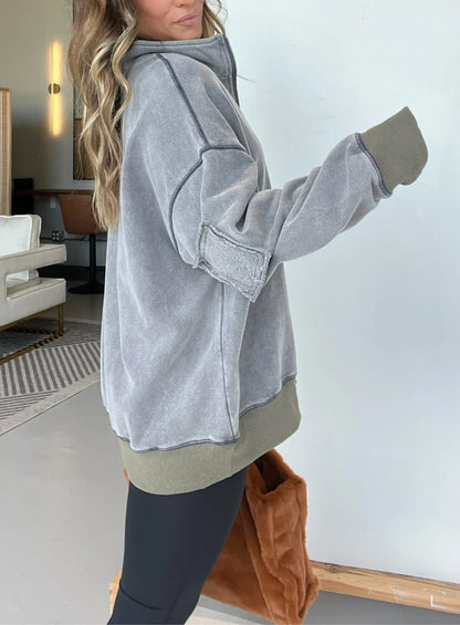 Women's Oversized Quarter Zip Vintage Pullover