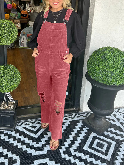 Women's Ripped Overalls Jumpsuit