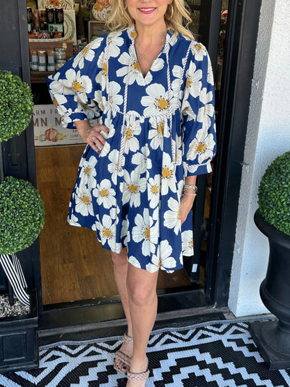 V-neck Puff Sleeve Floral Dress