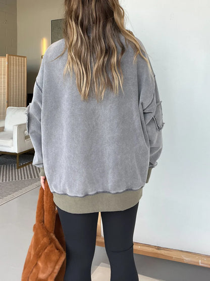 Women's Oversized Quarter Zip Vintage Pullover