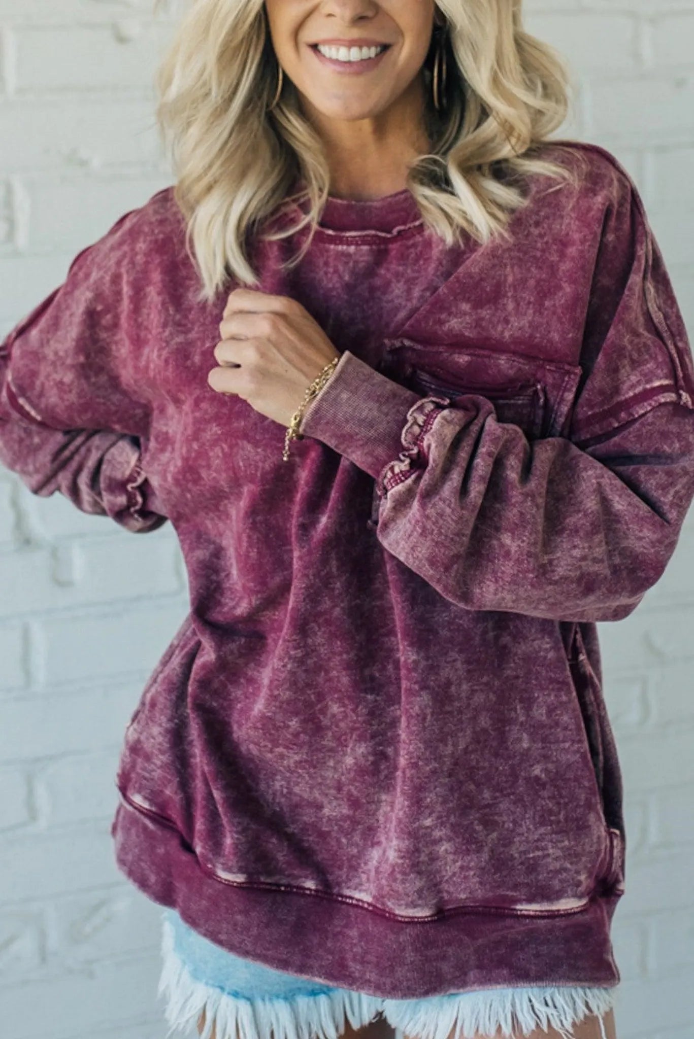 🔥Terry Acid Wash Pullover