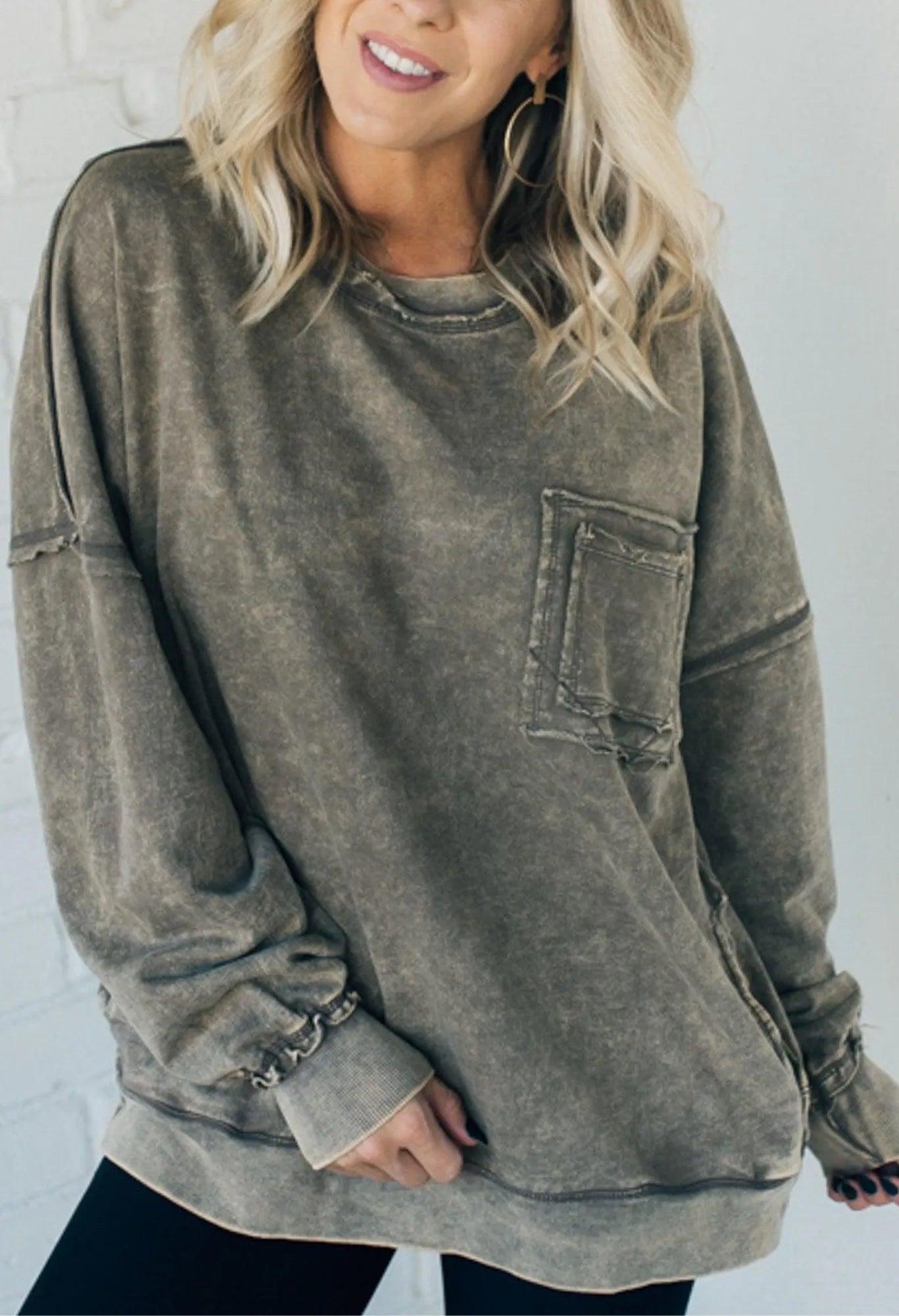 🔥Terry Acid Wash Pullover
