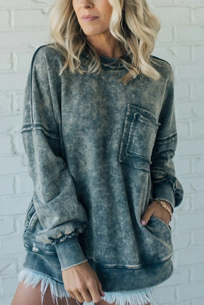 🔥Terry Acid Wash Pullover