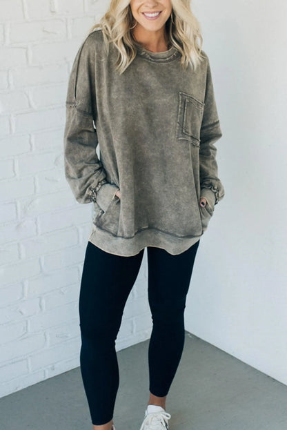 🔥Terry Acid Wash Pullover