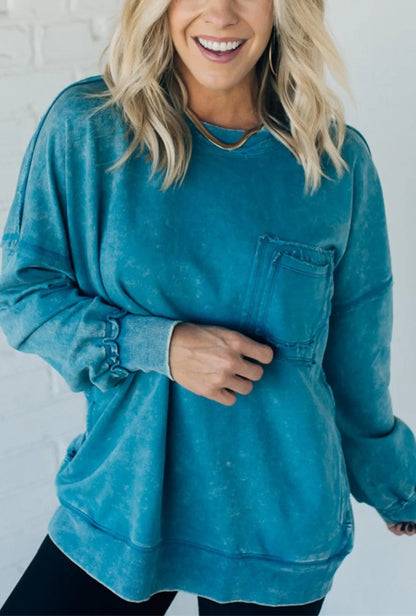 🔥Terry Acid Wash Pullover