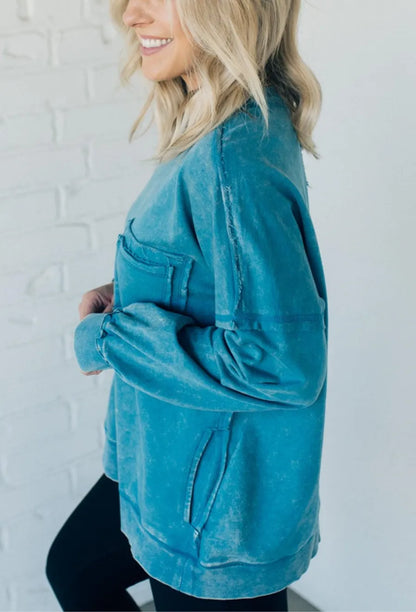 🔥Terry Acid Wash Pullover