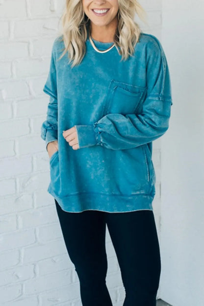 🔥Terry Acid Wash Pullover
