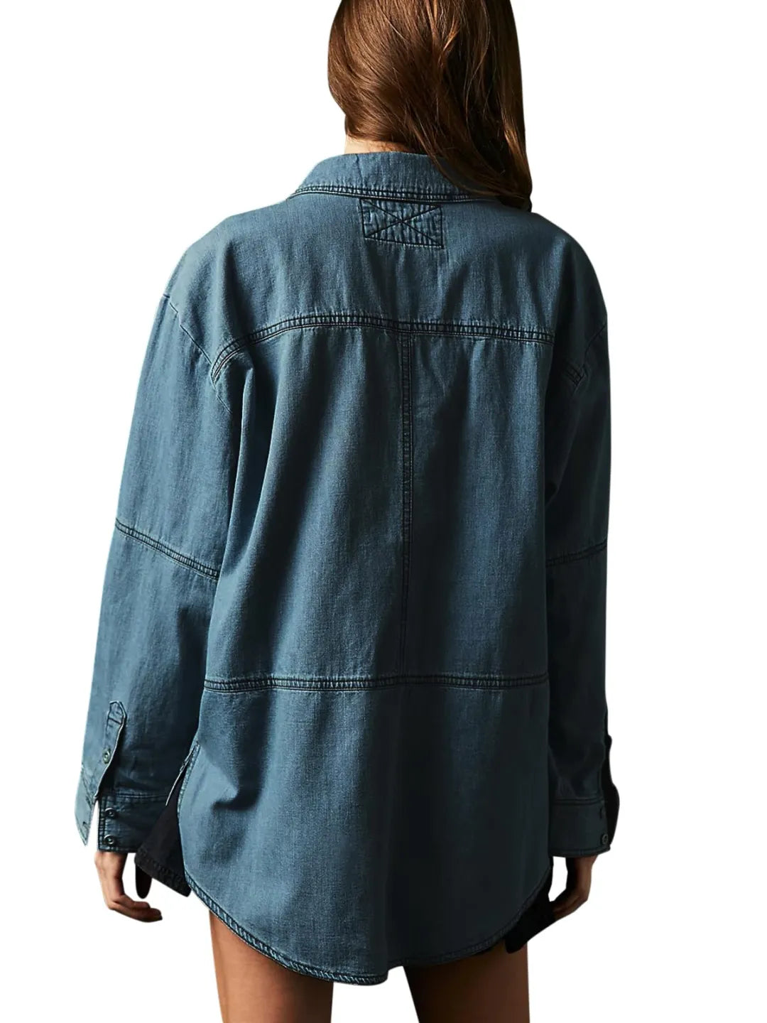 Women's Denim V-Neck Pullover Shirt