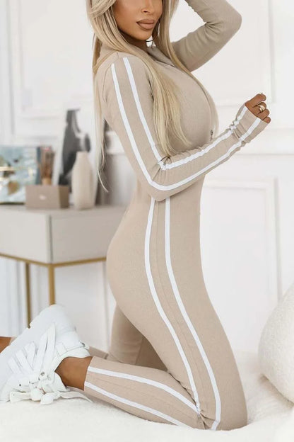 ✨ Women's Slim Fit Side Web Half-Zip Jumpsuit